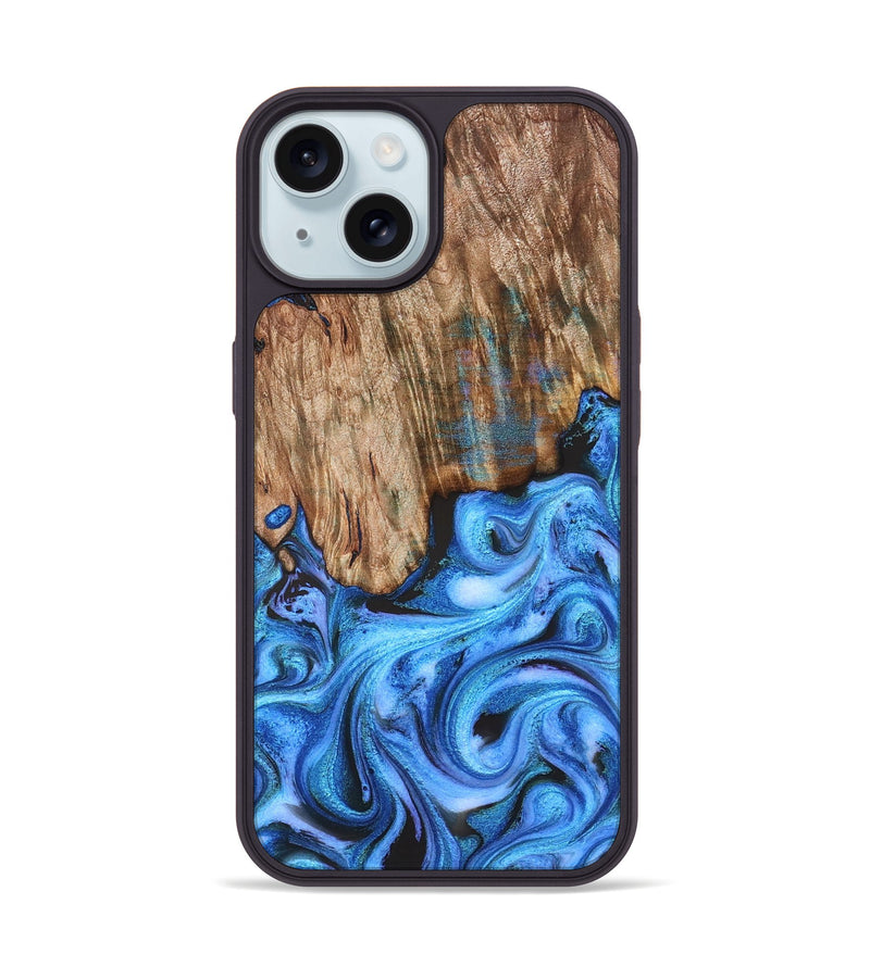 iPhone 15 Wood Phone Case - Lonzo (Blue, 828272)
