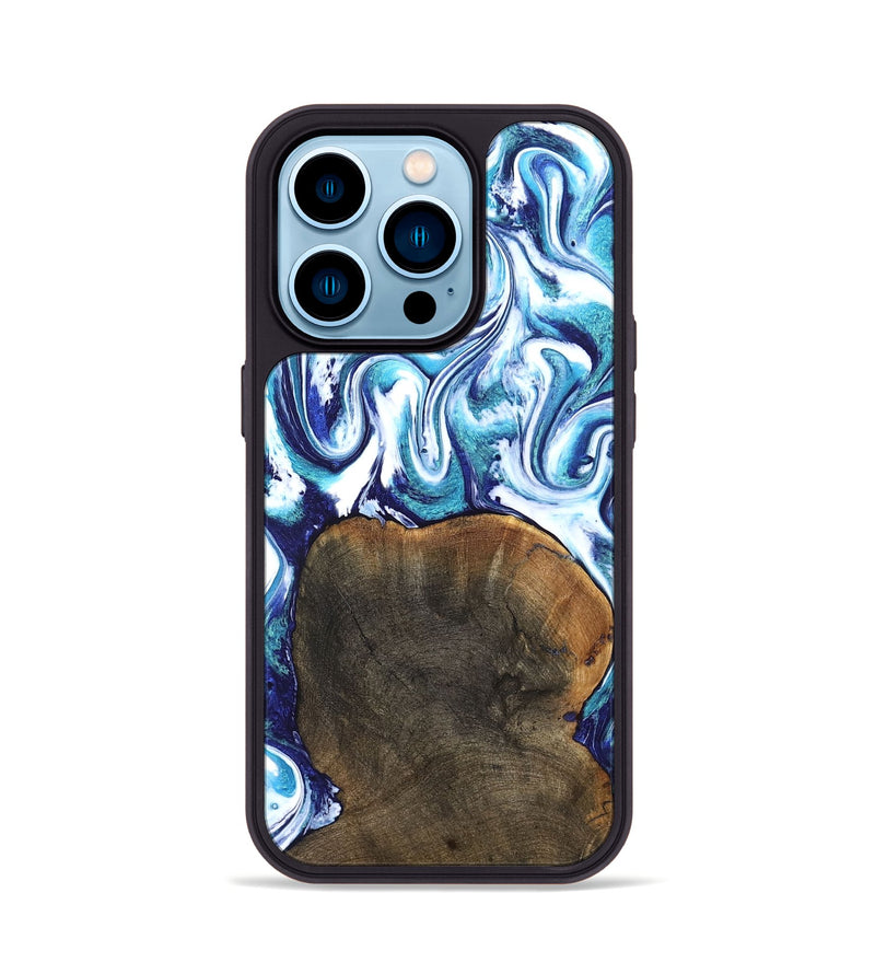 iPhone 14 Pro Wood Phone Case - Nyomi (Blue, 828276)