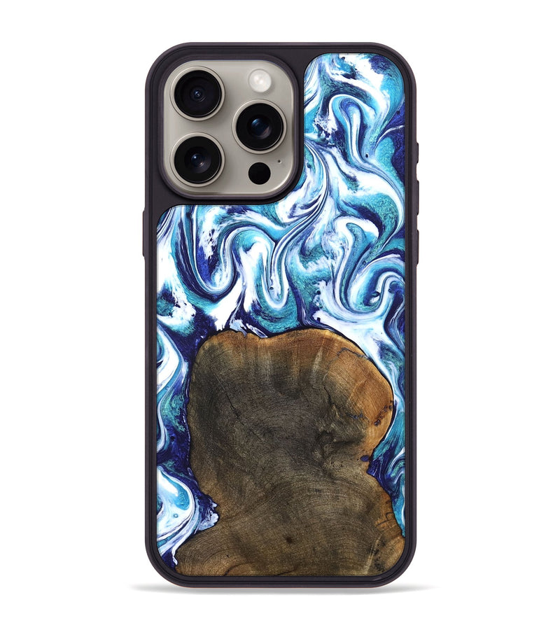 iPhone 15 Pro Max Wood Phone Case - Nyomi (Blue, 828276)