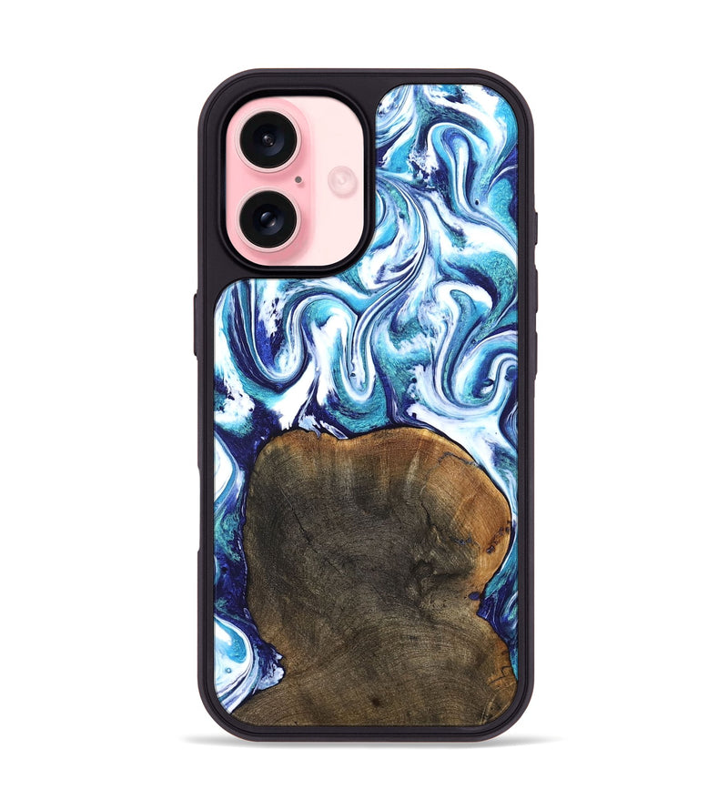 iPhone 16 Wood Phone Case - Nyomi (Blue, 828276)