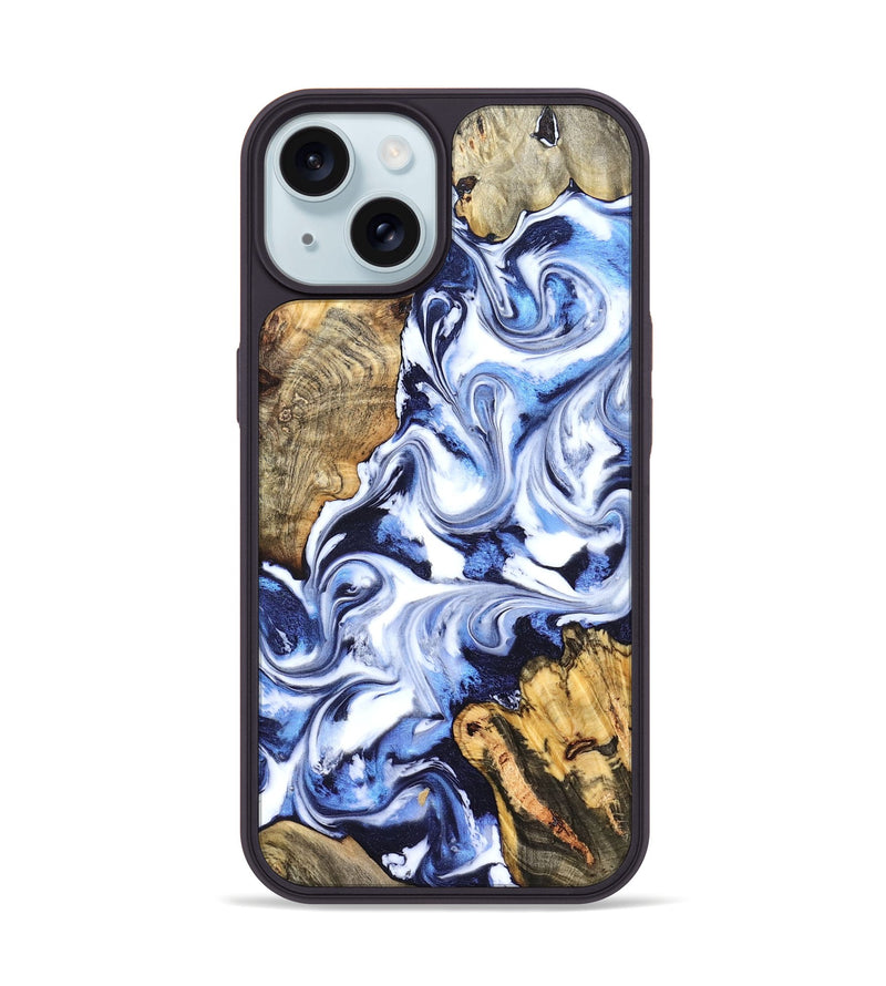 iPhone 15 Wood Phone Case - Oda (Blue, 828277)
