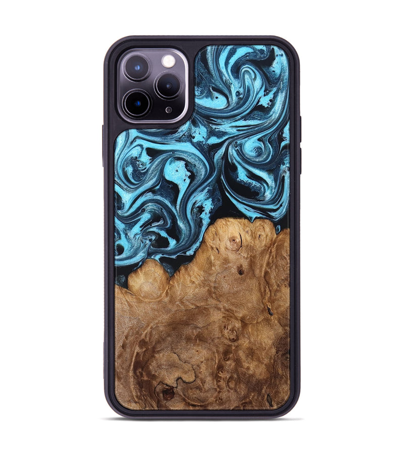 iPhone 11 Pro Max Wood Phone Case - Melba (Blue, 828282)