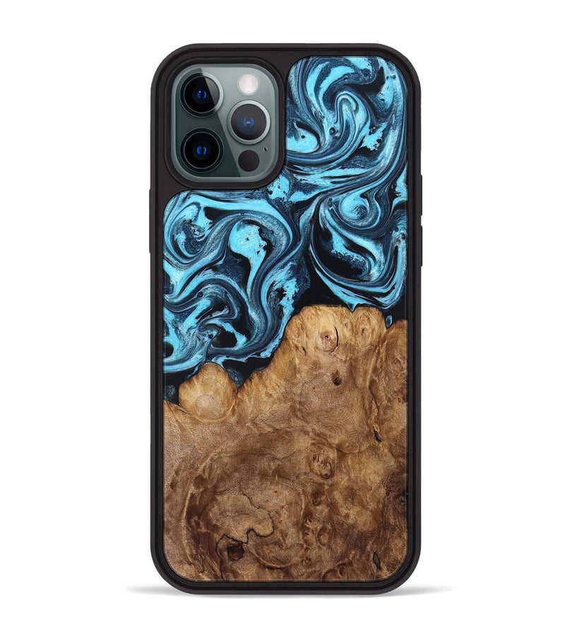 iPhone 12 Pro Max Wood Phone Case - Melba (Blue, 828282)