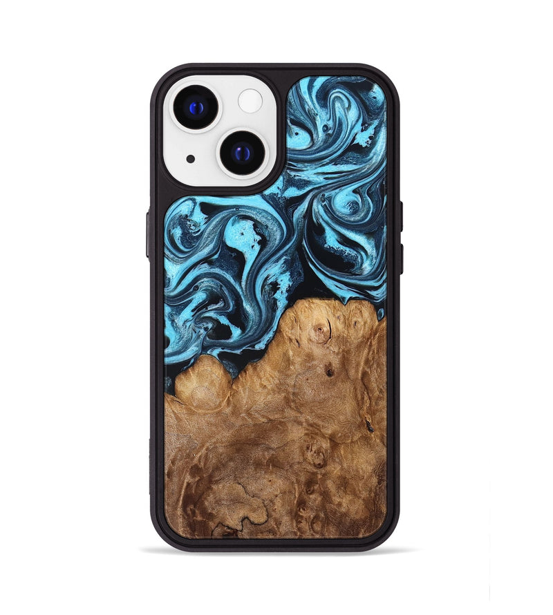 iPhone 13 Wood Phone Case - Melba (Blue, 828282)