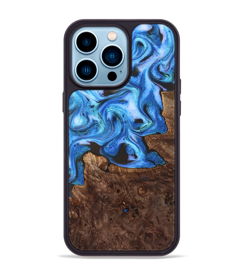 iPhone 14 Pro Max Wood Phone Case - Inez (Blue, 828283)
