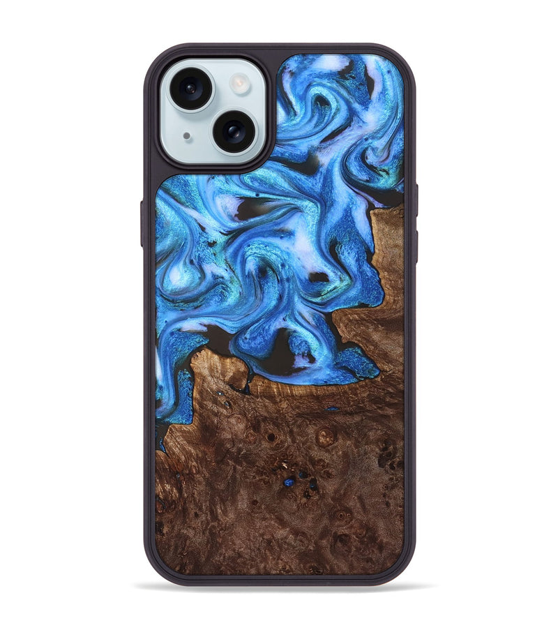 iPhone 15 Plus Wood Phone Case - Inez (Blue, 828283)