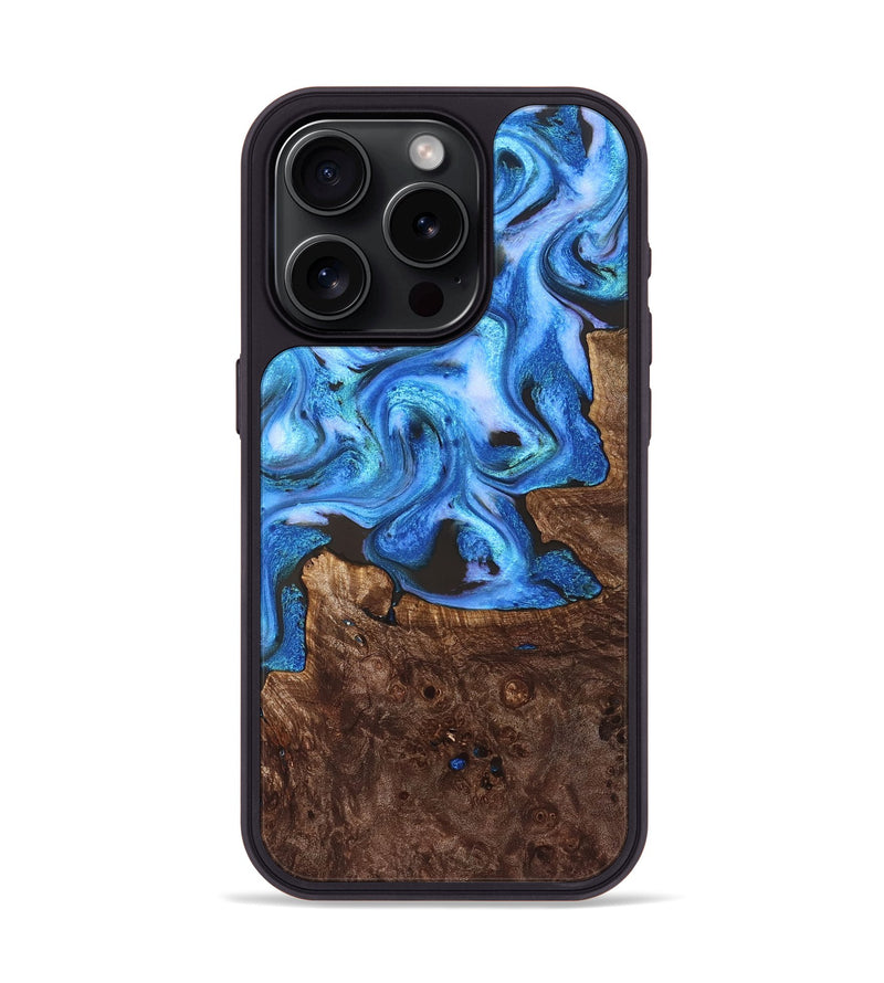 iPhone 15 Pro Wood Phone Case - Inez (Blue, 828283)