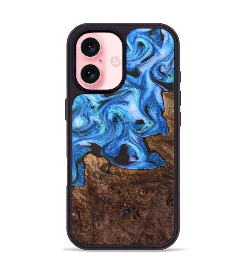 iPhone 16 Wood Phone Case - Inez (Blue, 828283)