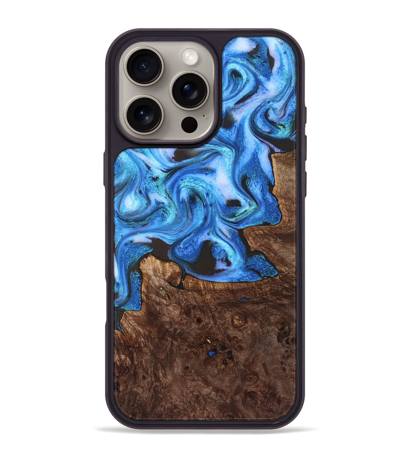 iPhone 16 Pro Max Wood Phone Case - Inez (Blue, 828283)
