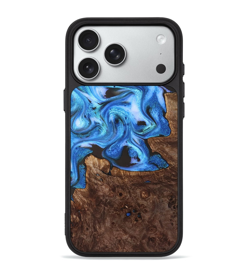 iPhone 18 Pro Max Wood Phone Case - Inez (Blue, 828283)