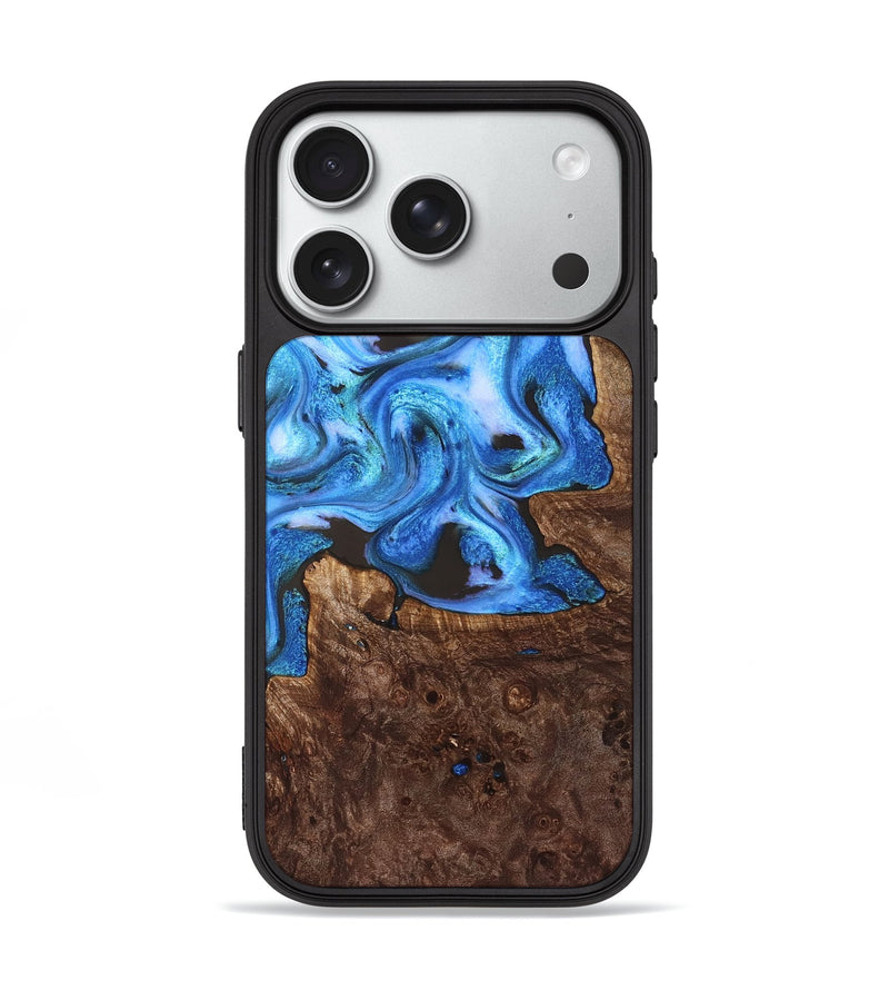 iPhone 18 Pro Wood Phone Case - Inez (Blue, 828283)
