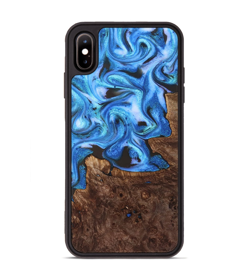 iPhone Xs Max Wood Phone Case - Inez (Blue, 828283)