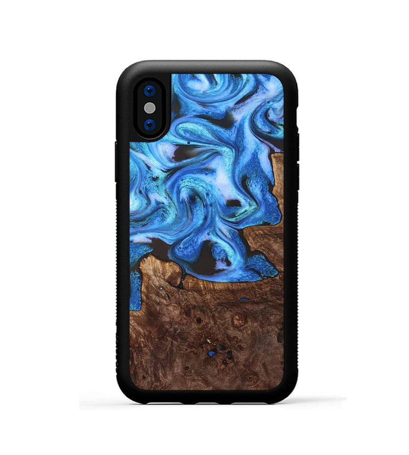 iPhone Xs Wood Phone Case - Inez (Blue, 828283)