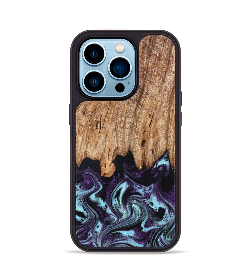 iPhone 14 Pro Wood Phone Case - Addie (Purple, 828284)