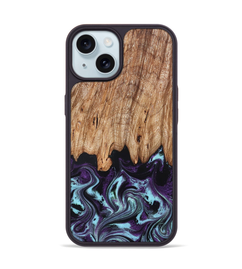 iPhone 15 Wood Phone Case - Addie (Purple, 828284)