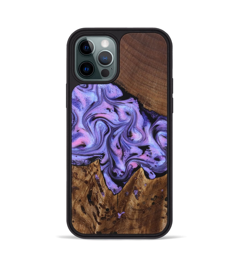 iPhone 12 Pro Wood Phone Case - Cherry (Purple, 828286)