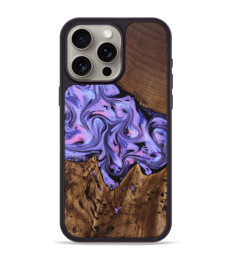 iPhone 15 Pro Max Wood Phone Case - Cherry (Purple, 828286)