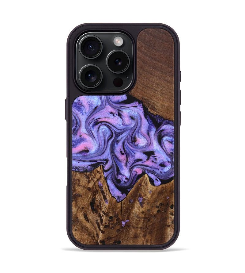 iPhone 16 Pro Wood Phone Case - Cherry (Purple, 828286)