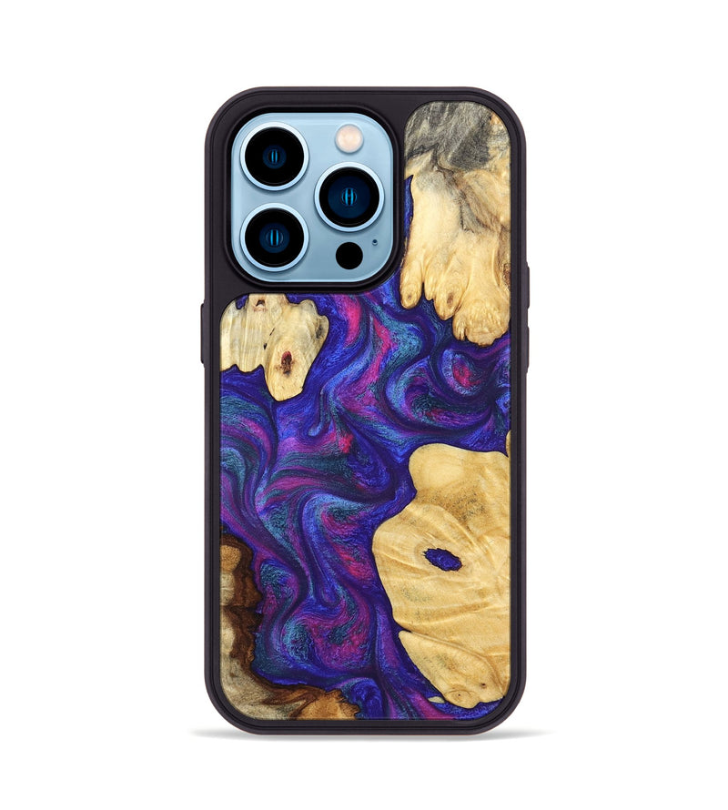iPhone 14 Pro Wood Phone Case - Ludie (Purple, 828291)