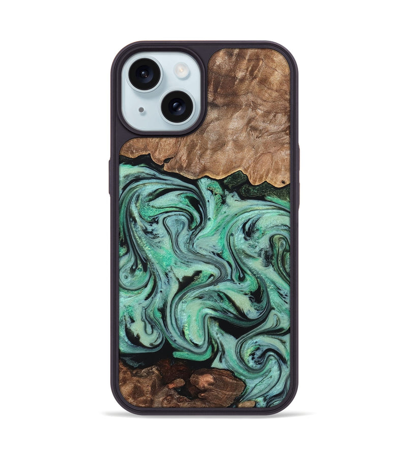 iPhone 15 Wood Phone Case - Kristi (Green, 828305)