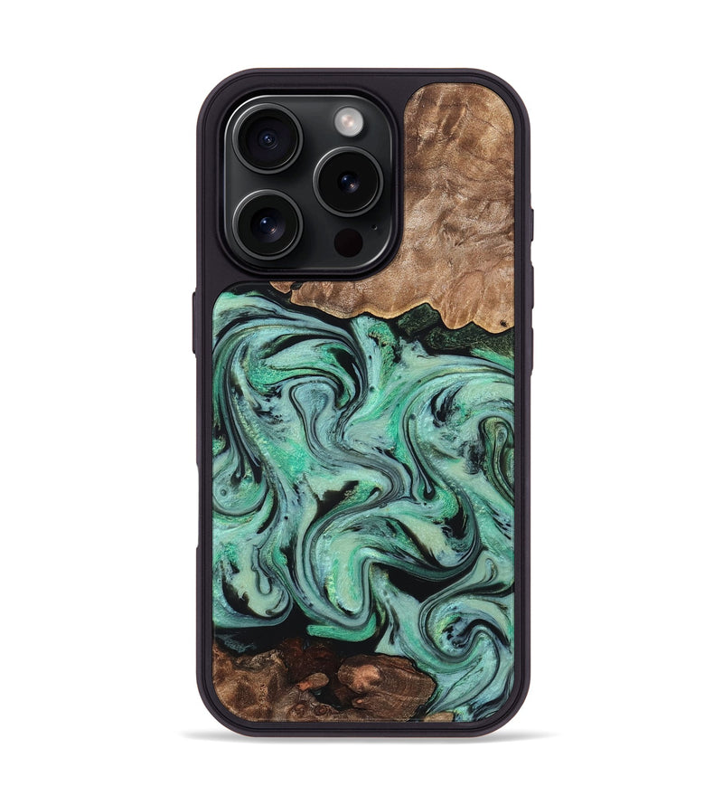 iPhone 16 Pro Wood Phone Case - Kristi (Green, 828305)