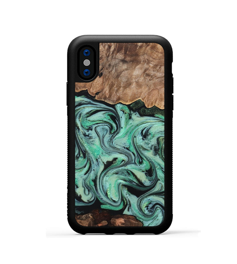 iPhone Xs Wood Phone Case - Kristi (Green, 828305)