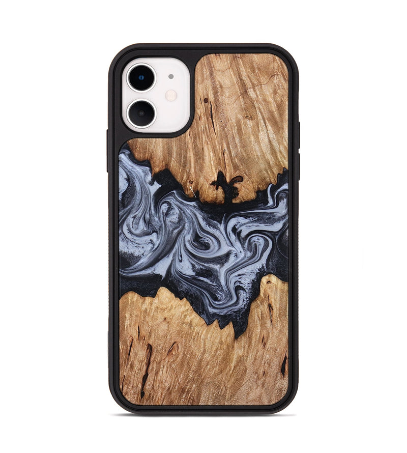 iPhone 11 Wood Phone Case - Shelly (Black & White, 828306)