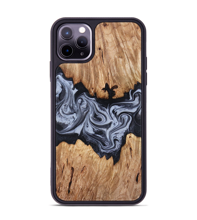 iPhone 11 Pro Max Wood Phone Case - Shelly (Black & White, 828306)