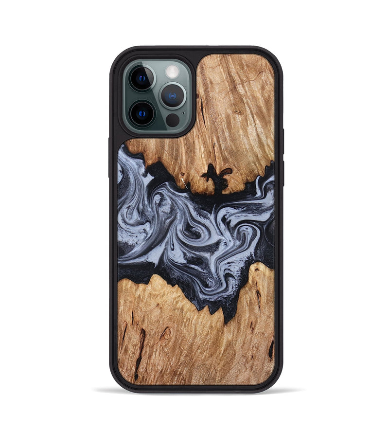 iPhone 12 Pro Wood Phone Case - Shelly (Black & White, 828306)