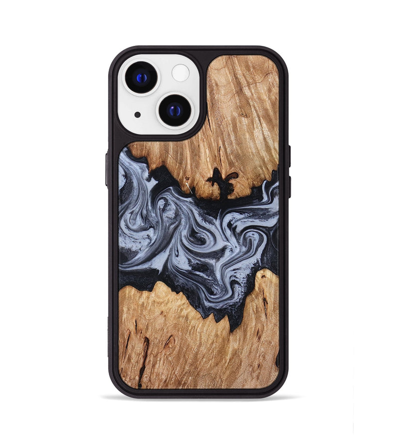 iPhone 13 Wood Phone Case - Shelly (Black & White, 828306)