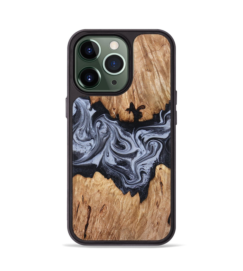 iPhone 13 Pro Wood Phone Case - Shelly (Black & White, 828306)