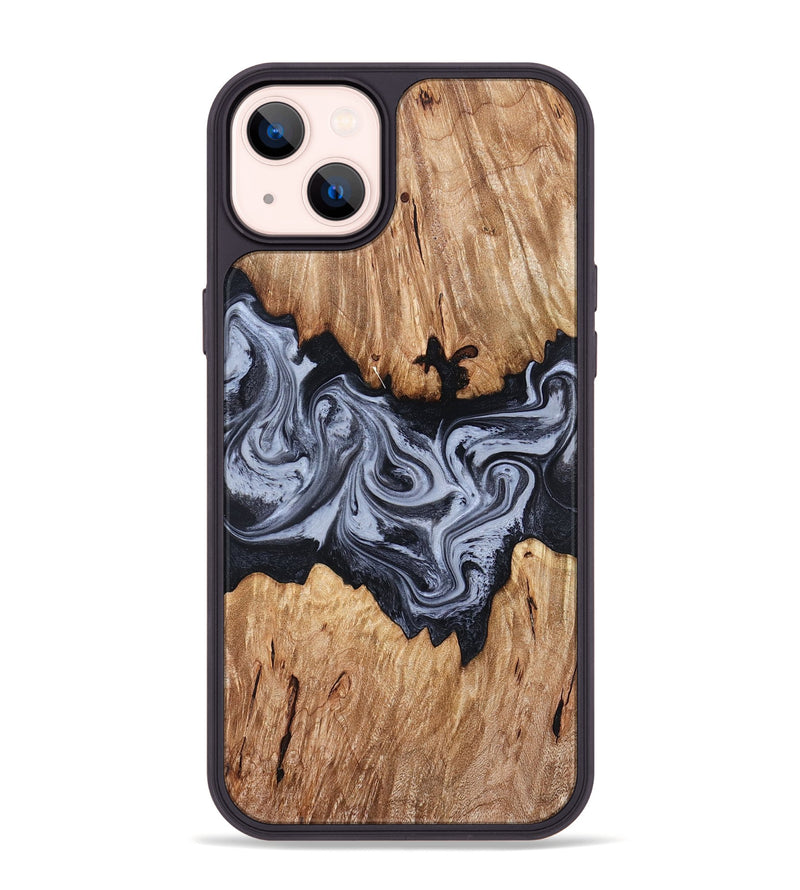 iPhone 14 Plus Wood Phone Case - Shelly (Black & White, 828306)