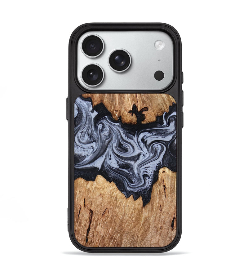 iPhone 18 Pro Wood Phone Case - Shelly (Black & White, 828306)