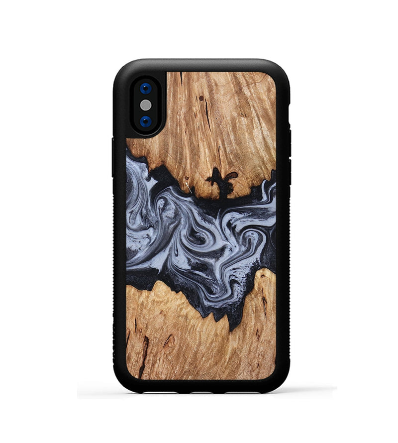 iPhone Xs Wood Phone Case - Shelly (Black & White, 828306)