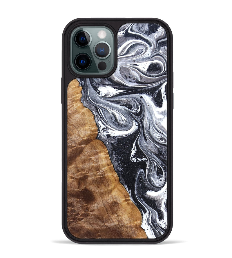 iPhone 12 Pro Max Wood Phone Case - Mustafa (Black & White, 828307)