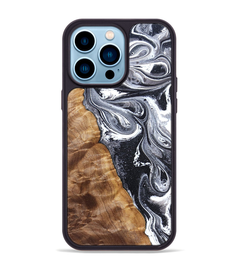 iPhone 14 Pro Max Wood Phone Case - Mustafa (Black & White, 828307)
