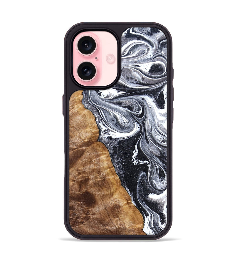 iPhone 16 Wood Phone Case - Mustafa (Black & White, 828307)
