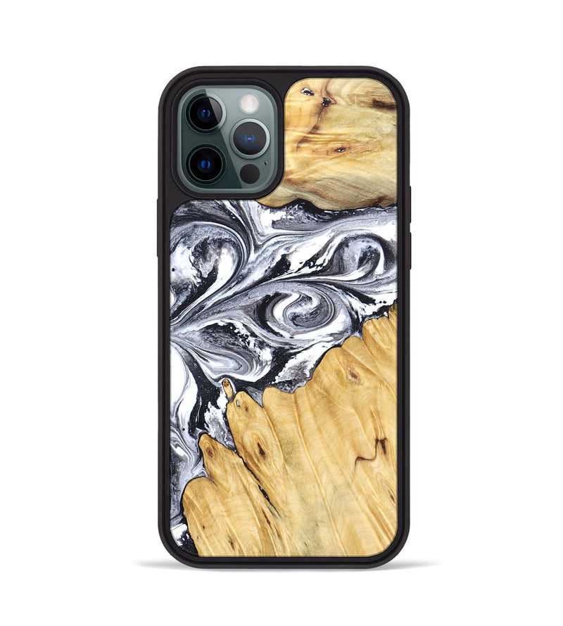 iPhone 12 Pro Wood Phone Case - Starr (Black & White, 828308)