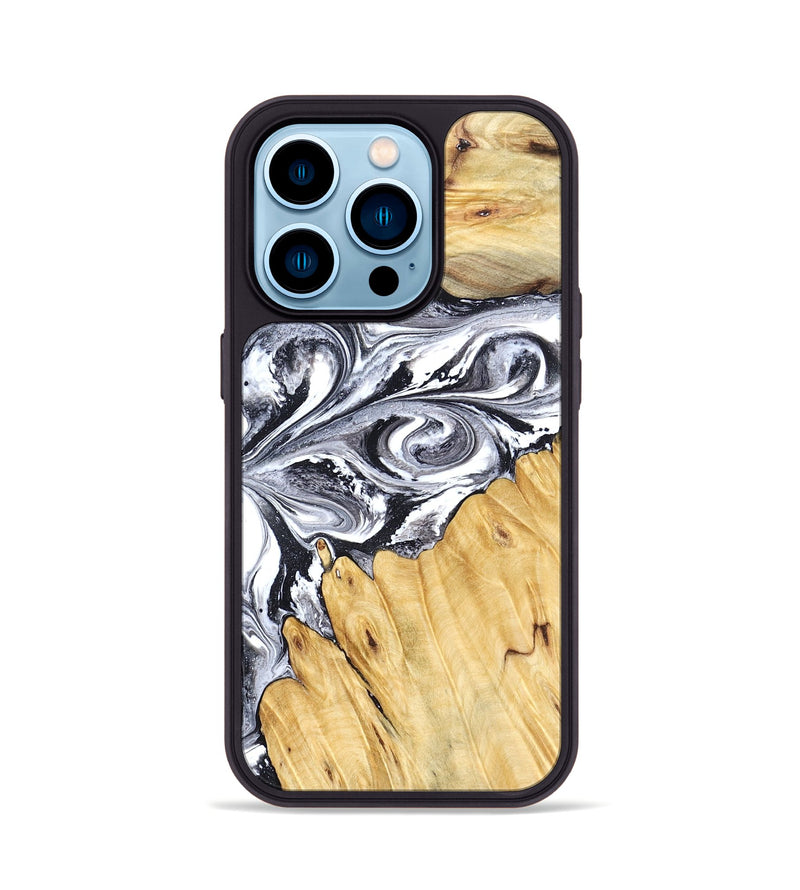iPhone 14 Pro Wood Phone Case - Starr (Black & White, 828308)