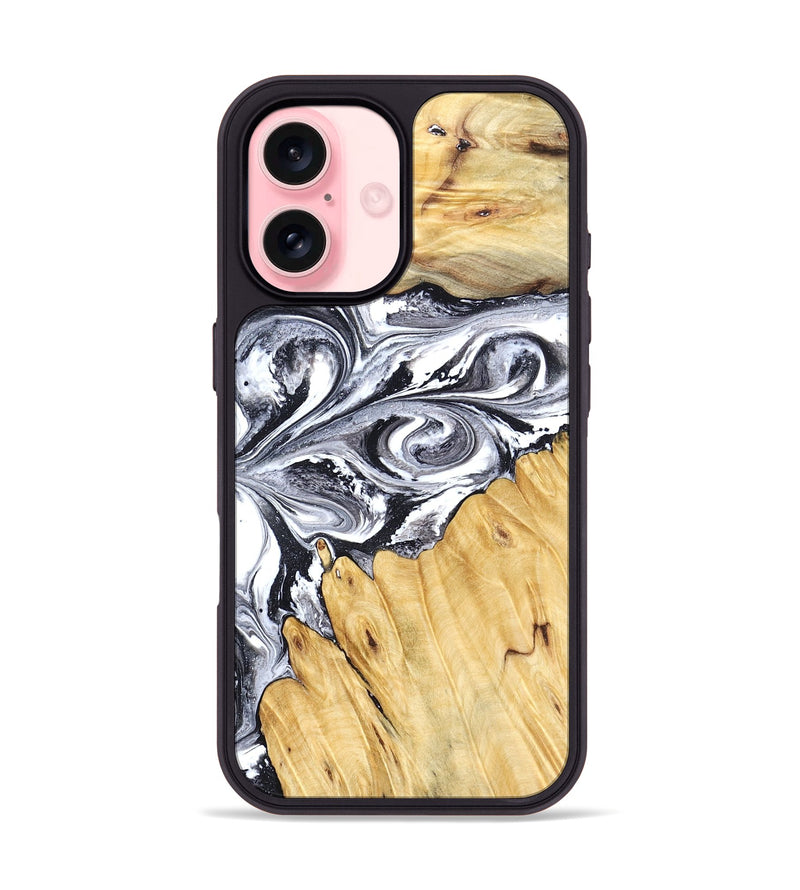 iPhone 16 Wood Phone Case - Starr (Black & White, 828308)