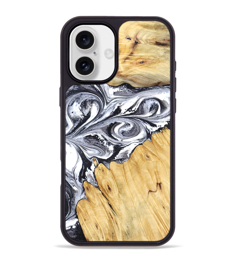 iPhone 16 Plus Wood Phone Case - Starr (Black & White, 828308)