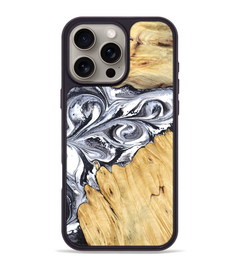 iPhone 16 Pro Max Wood Phone Case - Starr (Black & White, 828308)