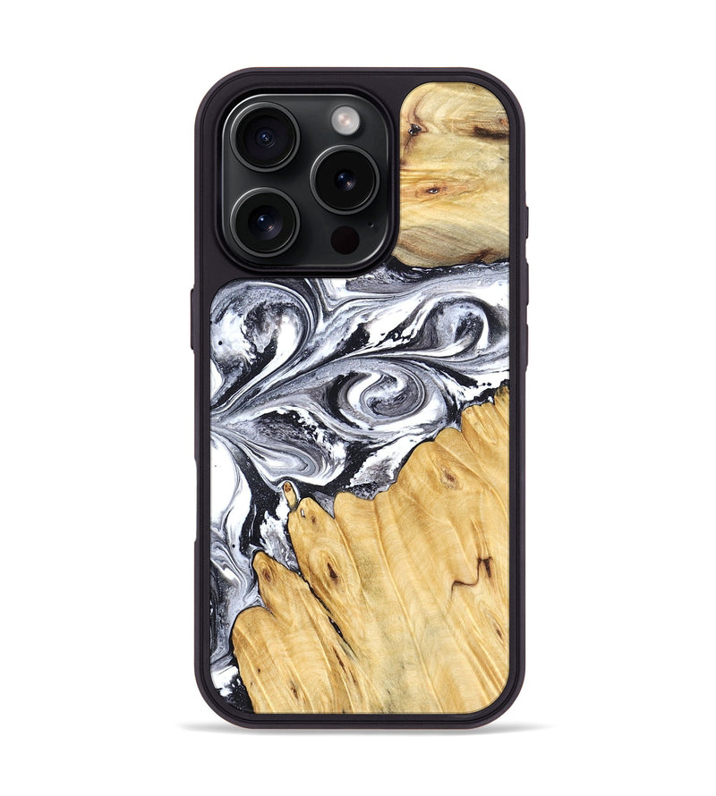 iPhone 16 Pro Wood Phone Case - Starr (Black & White, 828308)