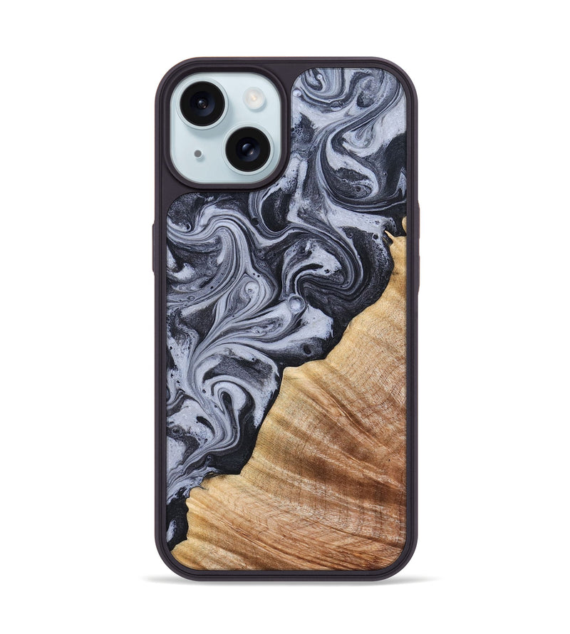 iPhone 15 Wood Phone Case - Marvel (Black & White, 828309)