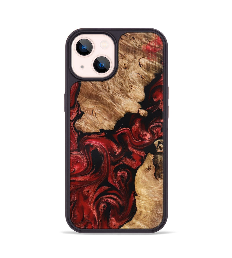 iPhone 14 Wood Phone Case - Hana (Red, 828312)