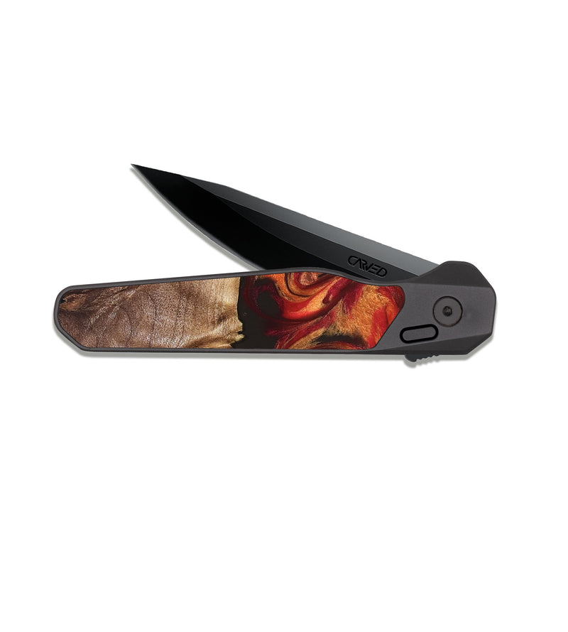 EDC Dark Slate Wood Pocket Knife - Ashlynn (Red, 828314)