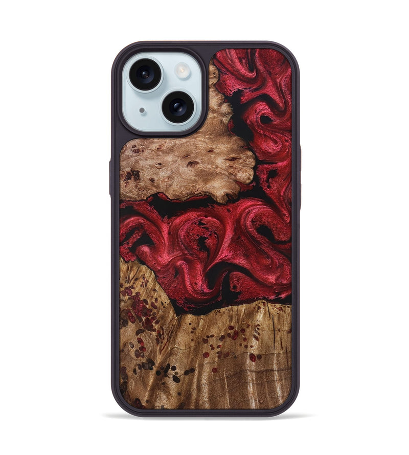 iPhone 15 Wood Phone Case - Leilani (Red, 828320)