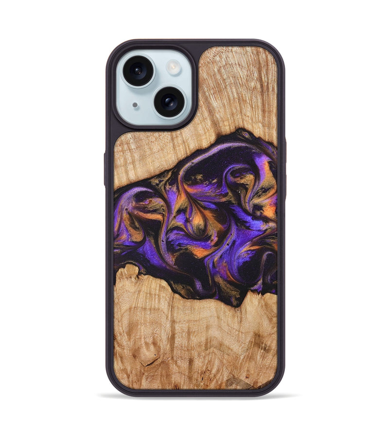 iPhone 15 Wood Phone Case - Valery (Purple, 828323)