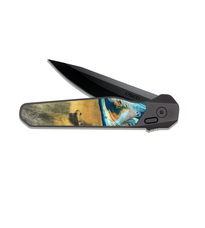 EDC Dark Slate Wood Pocket Knife - Walton (Teal & Gold, 828333)