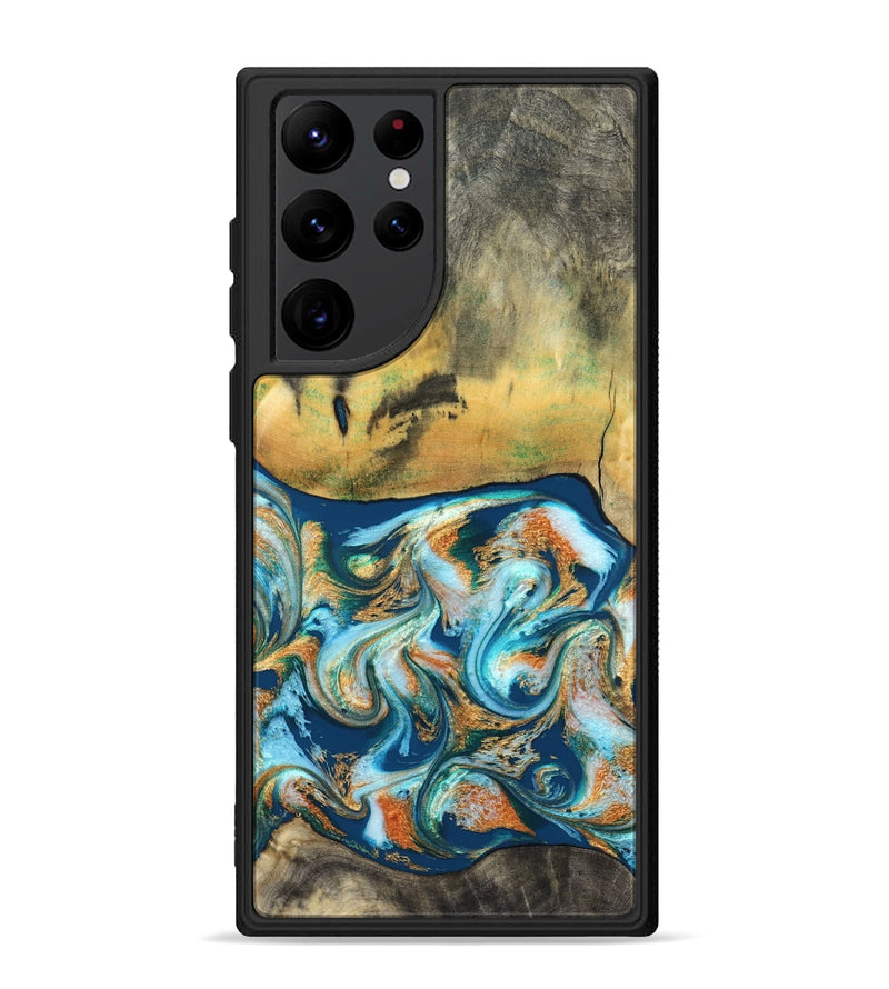 Galaxy S22 Ultra Wood Phone Case - Walton (Teal & Gold, 828333)